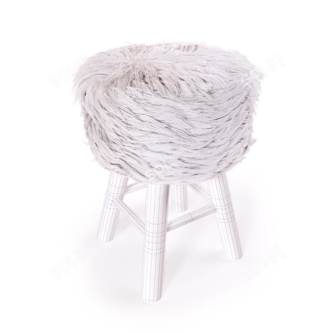 Modern White Round Stool 3D model image 2