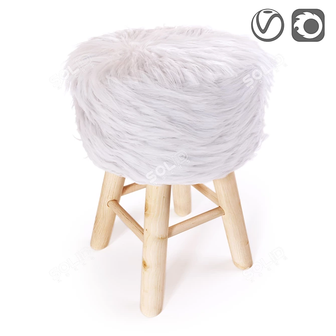 Modern White Round Stool 3D model image 3