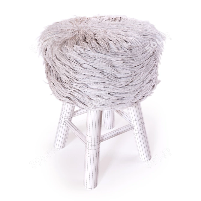 Modern White Round Stool 3D model image 4