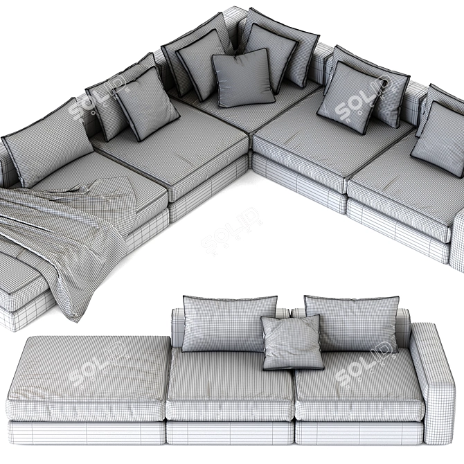 Elegant Poliform Dune Sofa 3D model image 4