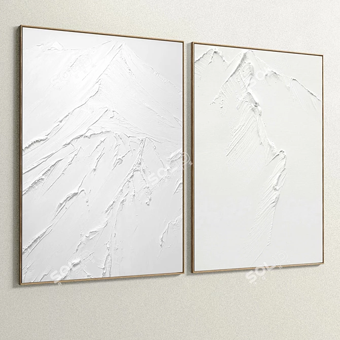 Plaster Double Photo Frame - Elegant Home Decor 3D model image 4