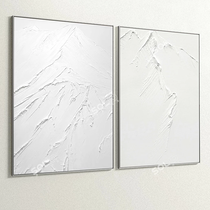 Plaster Double Photo Frame - Elegant Home Decor 3D model image 5