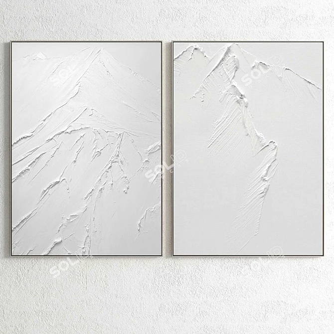 Plaster Double Photo Frame - Elegant Home Decor 3D model image 15