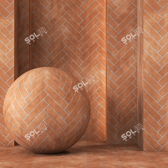 2 Color Terracotta Chevron 4K 3D model image 1