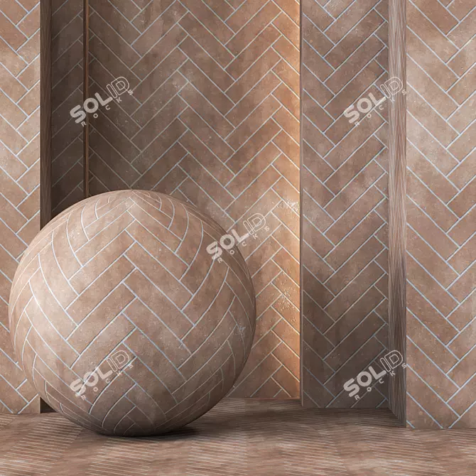 2 Color Terracotta Chevron 4K 3D model image 2