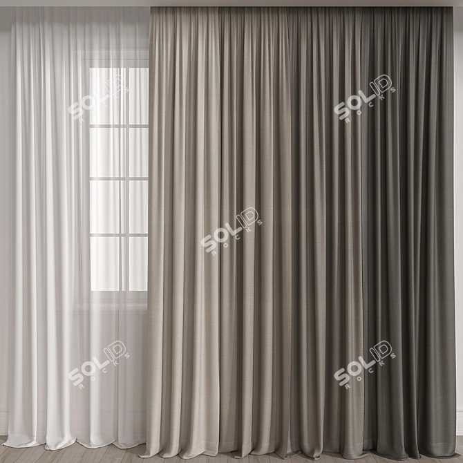 Elegant Curtain Design 3D model image 1