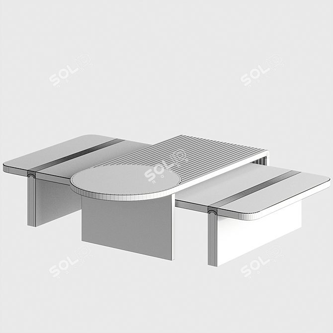 Natural Elegance: Stick and Stone Center Table 3D model image 6