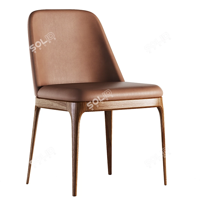 Grace Leather Chair: Stylish Upholstered Seating 3D model image 2