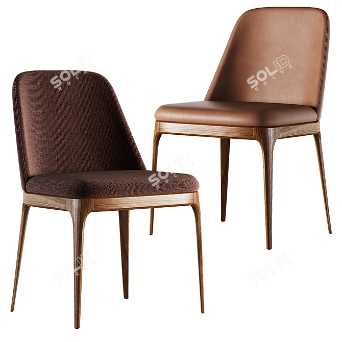 Grace Leather Chair: Stylish Upholstered Seating 3D model image 4