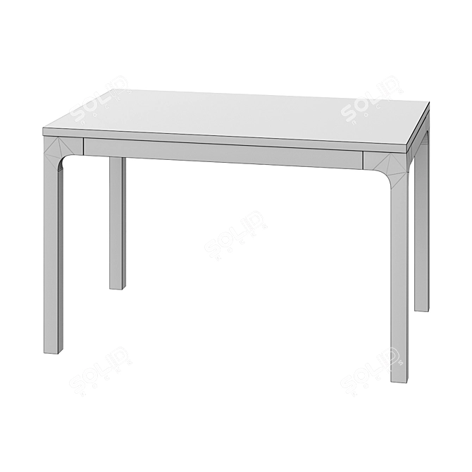 Sleek White Extendable Table 3D model image 2