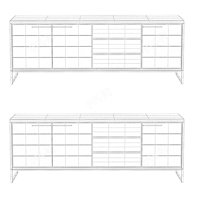 Elegant Brooks 4-Door Sideboard 3D model image 2