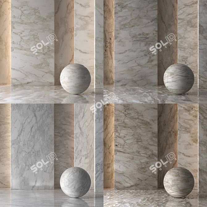 4-Piece Set of Light Granite Tiles 3D model image 1