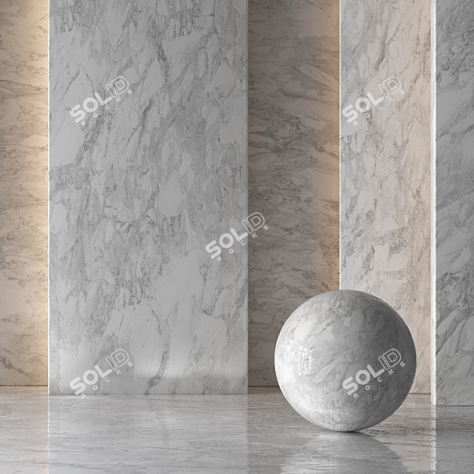 4-Piece Set of Light Granite Tiles 3D model image 3