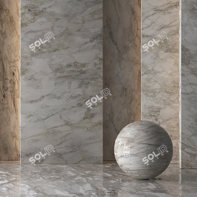 4-Piece Set of Light Granite Tiles 3D model image 4