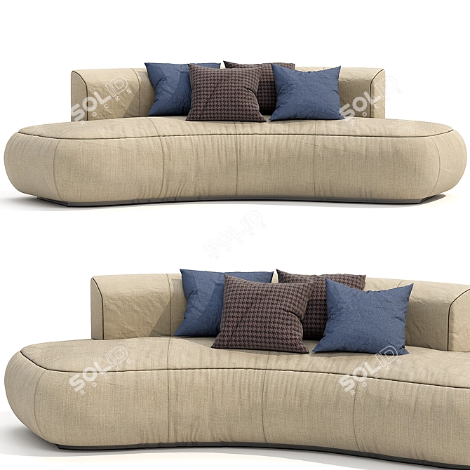 Modern Curved Fabric Sofa: Bubble Morada 3D model image 1