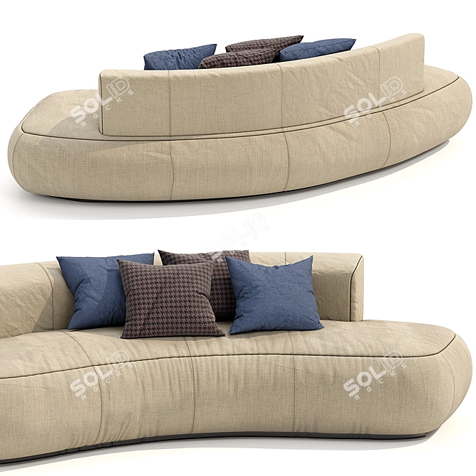 Modern Curved Fabric Sofa: Bubble Morada 3D model image 3