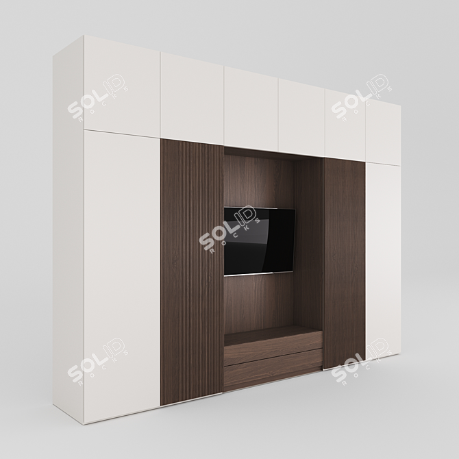 White Wood Wardrobe: Stylish and Spacious 3D model image 1