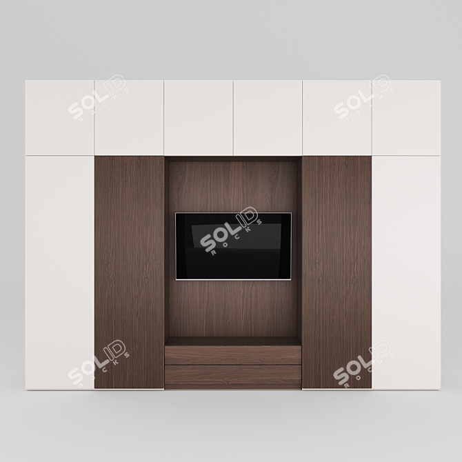 White Wood Wardrobe: Stylish and Spacious 3D model image 2