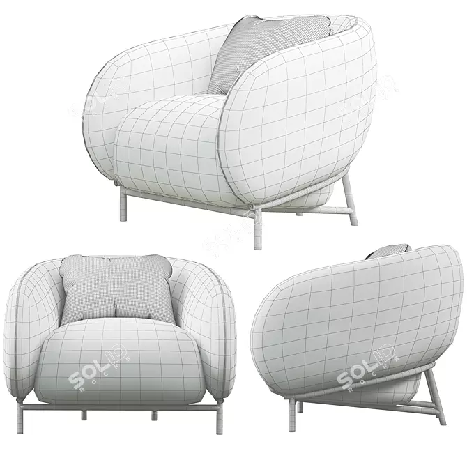 Cozy Cider Curl Armchair 3D model image 5