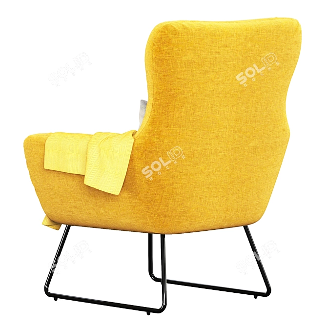 Elegant Leya Wingback Chair 3D model image 4