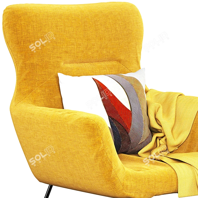 Elegant Leya Wingback Chair 3D model image 5