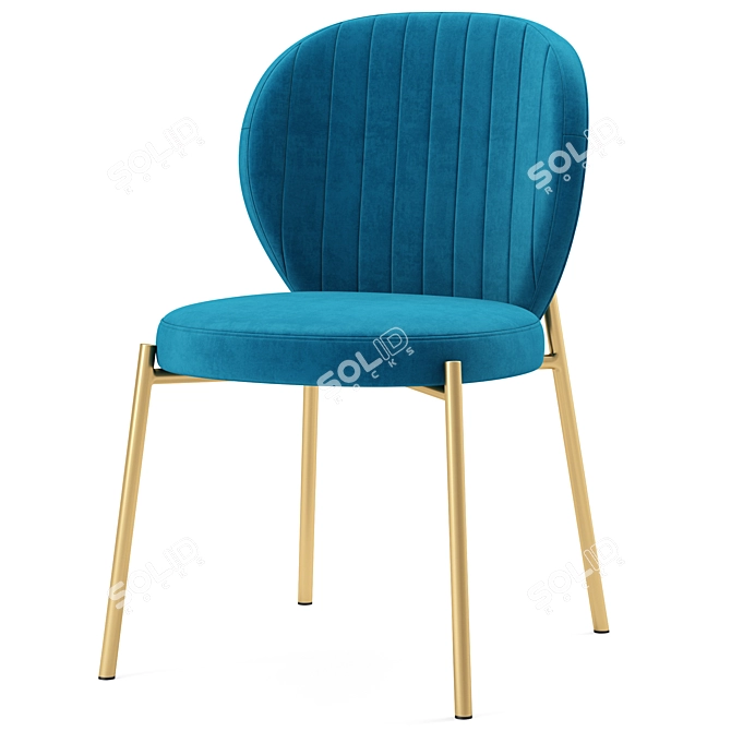 Luxury Velvet Dining Chair - Golden Upholstered Velvet Chair 3D model image 3