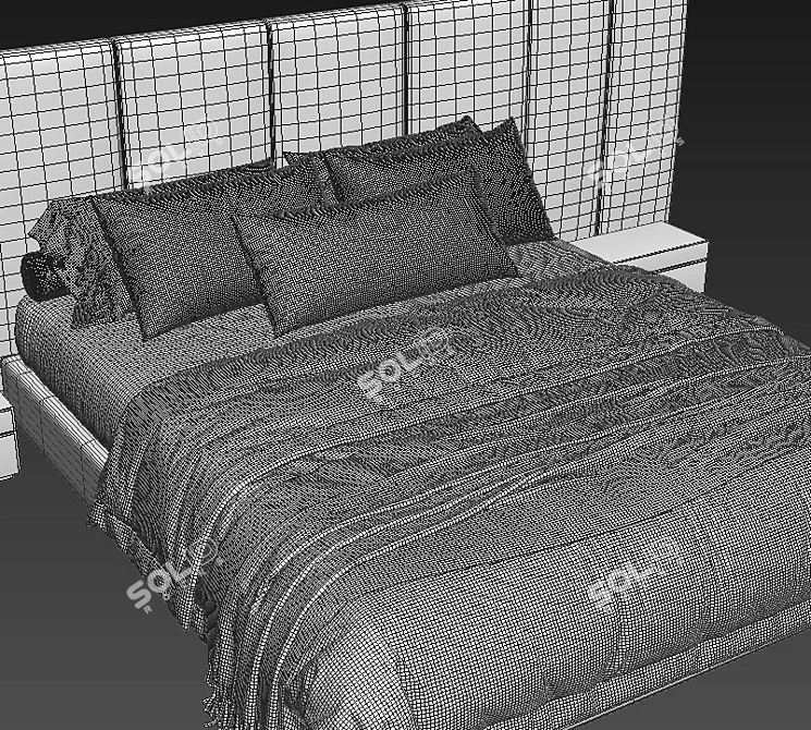 Luxury Fendi Delano Bed 3D model image 4