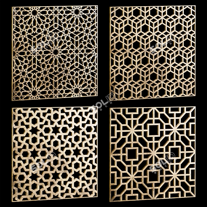 Decorative Square Panels Set 3D model image 1
