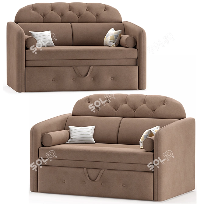 Compact Barcelona Latte Sofa 3D model image 1