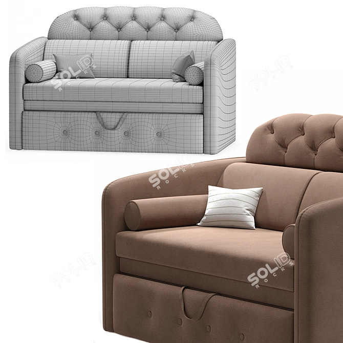 Compact Barcelona Latte Sofa 3D model image 3