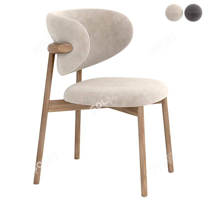 Elegant Oleandro Wood Chair: Calligaris-Inspired 3D model image 1