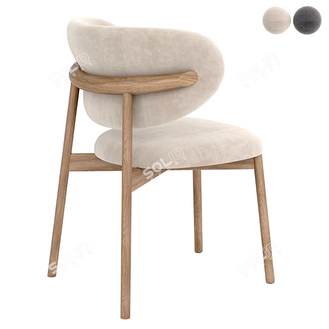 Elegant Oleandro Wood Chair: Calligaris-Inspired 3D model image 3