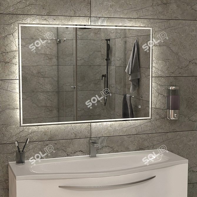 LED Light Mirror (70x100cm) 3D model image 1