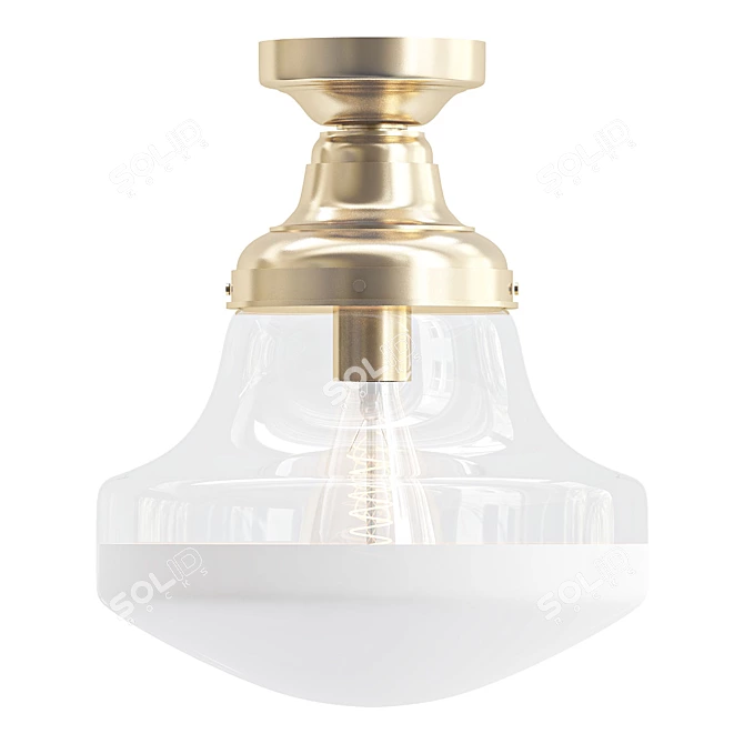 Brass Semi Flush Ceiling Light 3D model image 1
