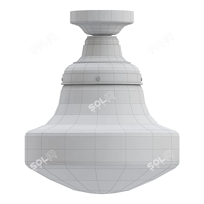 Brass Semi Flush Ceiling Light 3D model image 2