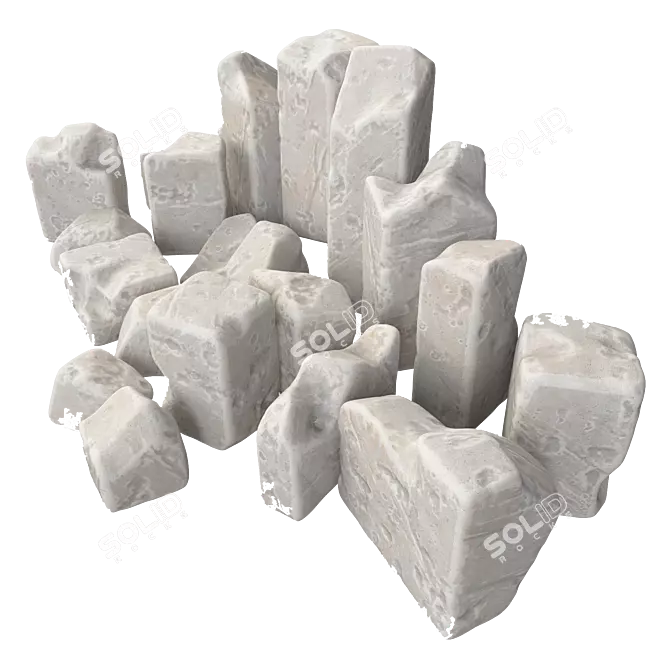 Smooth Stone Block Decor 3D model image 2