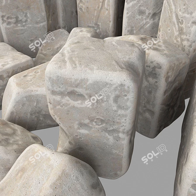 Smooth Stone Block Decor 3D model image 4