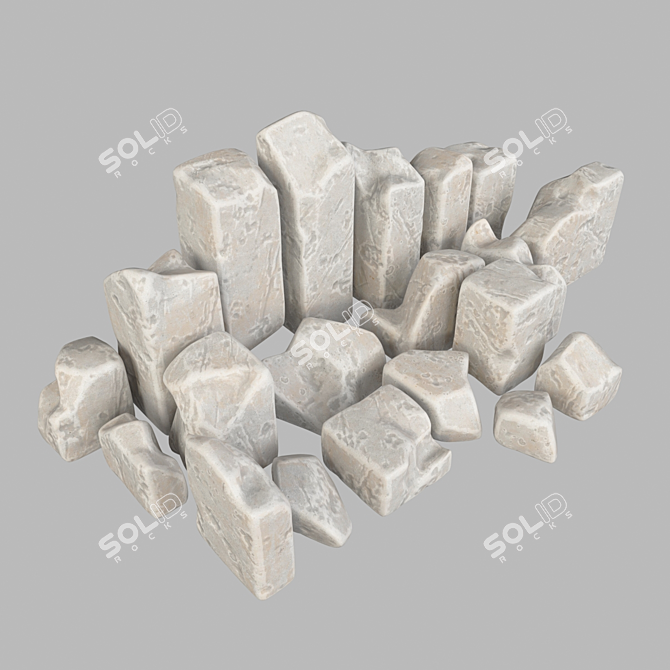 Smooth Stone Block Decor 3D model image 5