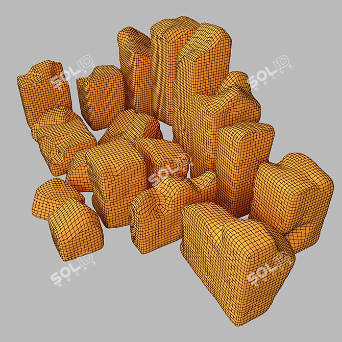 Smooth Stone Block Decor 3D model image 8