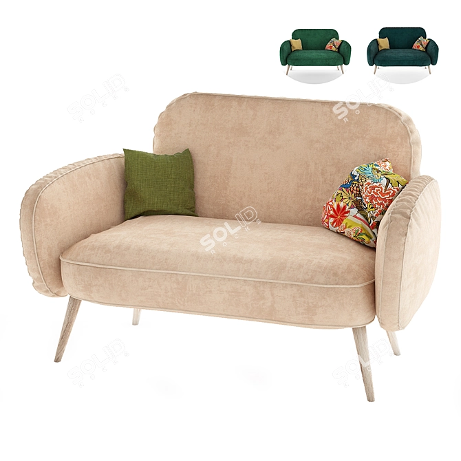 Berber Sofa: Stylish and Comfortable 3D model image 8