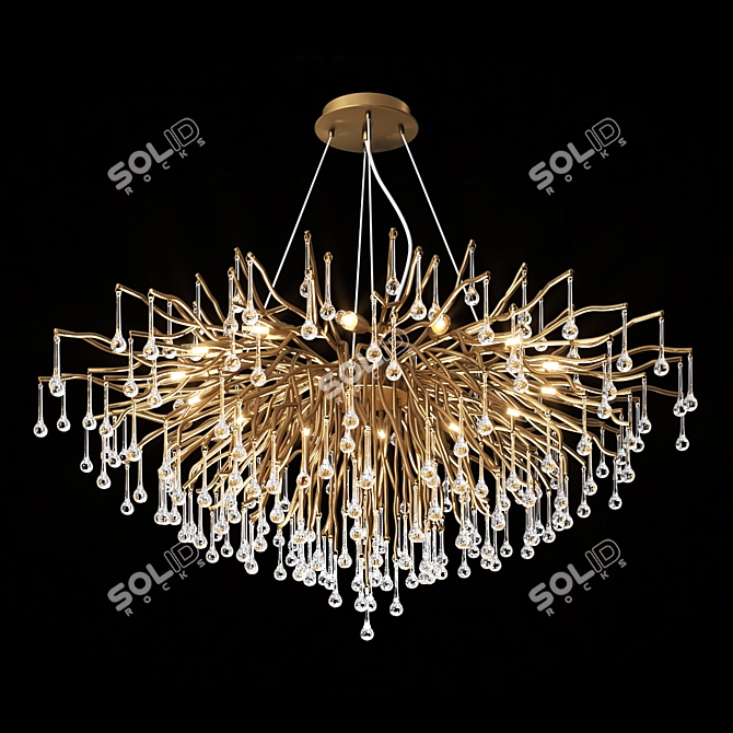 Elegant Nordic Gold Crystal Chandelier 3D model image 1