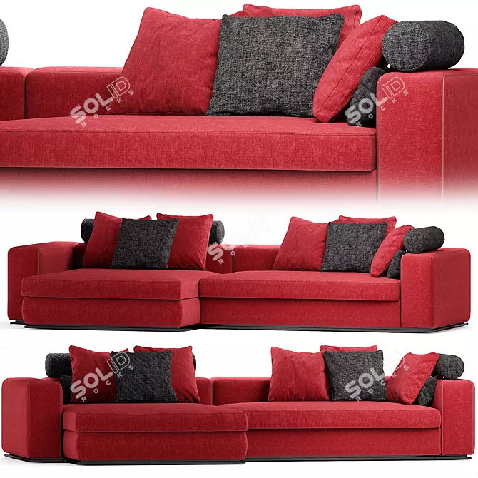 Sleek and Stylish: Minotti Leonard Sofa 3D model image 1