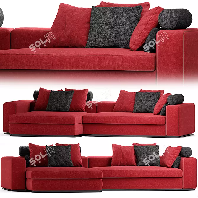 Sleek and Stylish: Minotti Leonard Sofa 3D model image 4