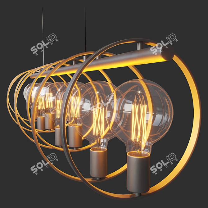 Reed Industrial Hanging Lamp: 7-Light Metal 3D model image 1