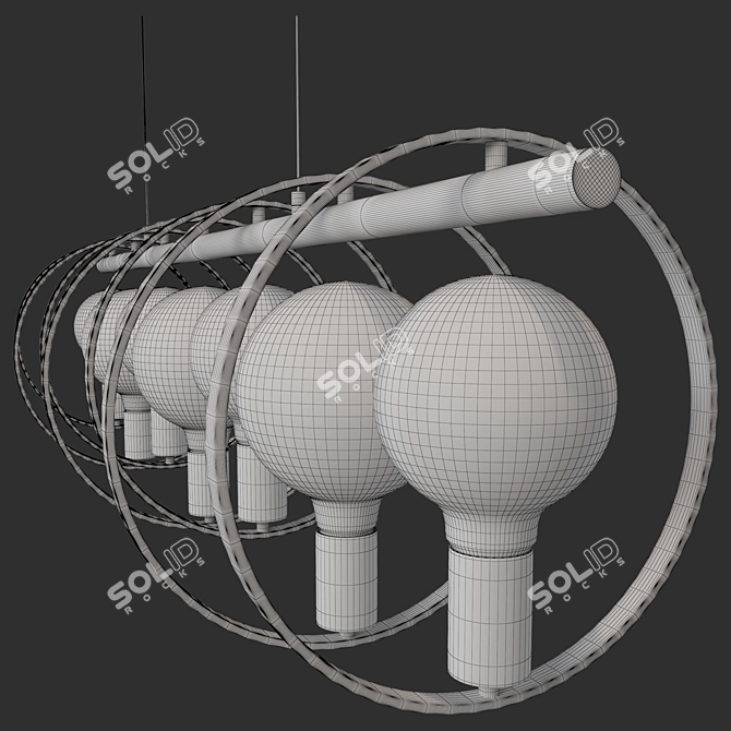 Reed Industrial Hanging Lamp: 7-Light Metal 3D model image 3