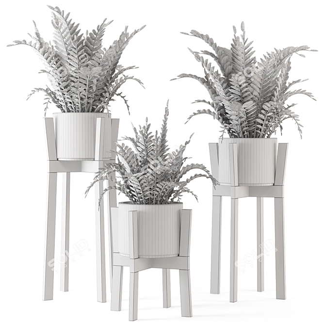 Rustic Indoor Plants in Concrete Pot - Set 535 3D model image 7