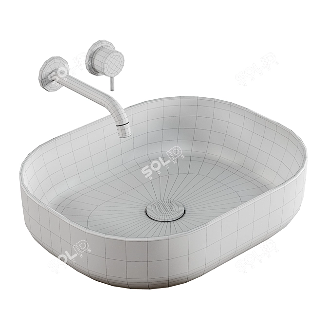 Elegant Oval Countertop Washbasin 3D model image 2
