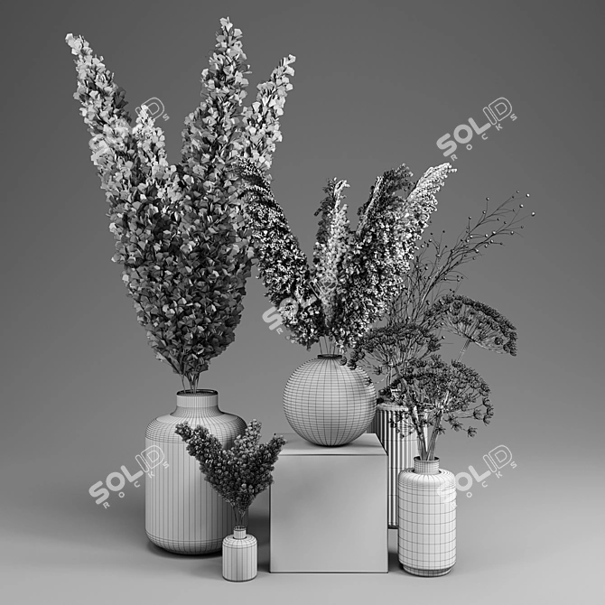 Harvest Bliss: Dry Bouquet Set 3D model image 3