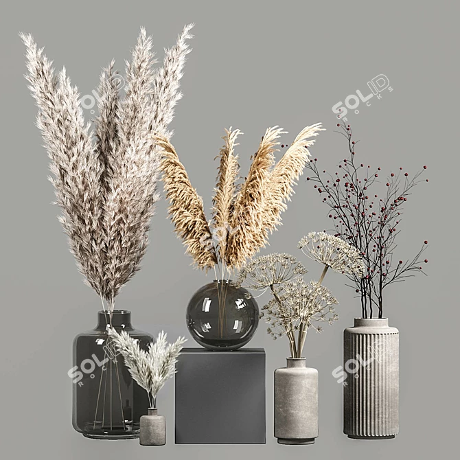 Harvest Bliss: Dry Bouquet Set 3D model image 4