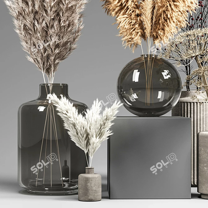 Harvest Bliss: Dry Bouquet Set 3D model image 5